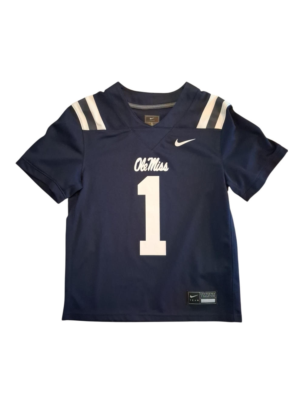 Nike Navy Ole Miss Womans Football Jersey with White Accents